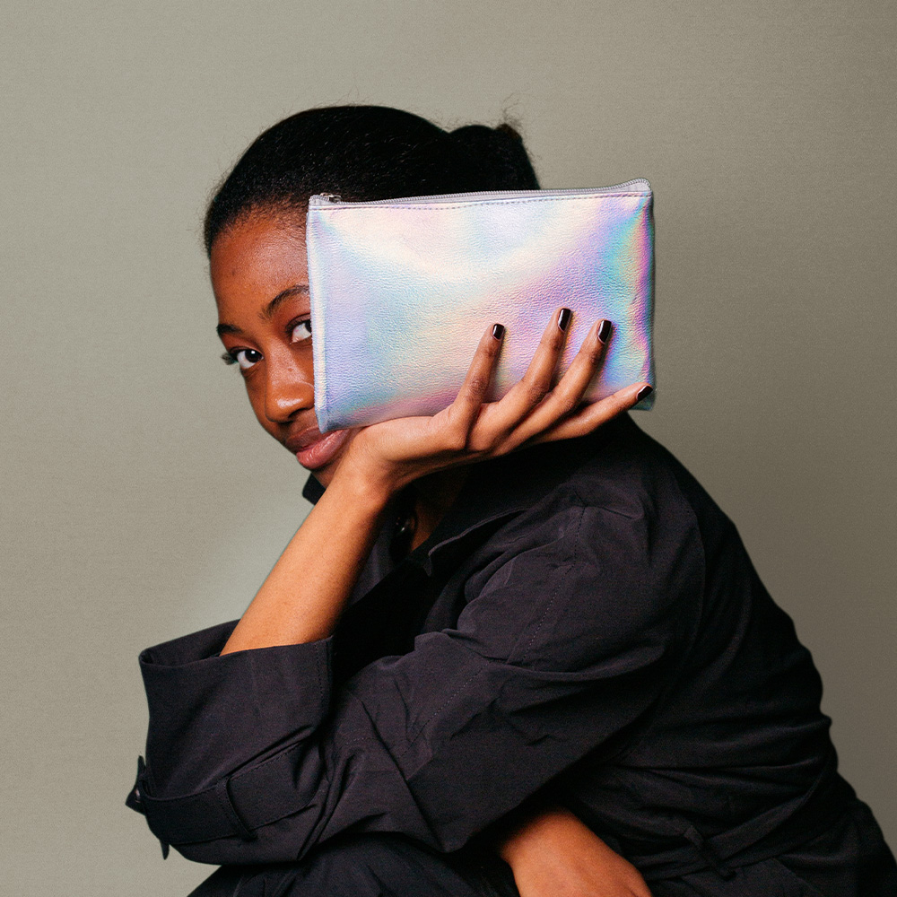 Trousse cosmétique nacrée personnalisable BOREALIS Argent mat